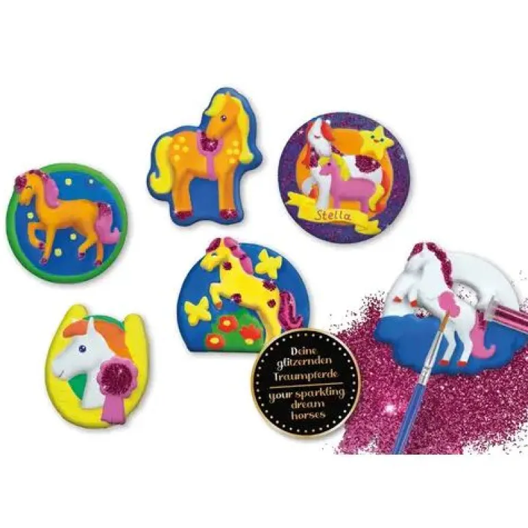 Gipsgießen Pferde Glitzer-Magnete, FS | Teddy Toys Kinderwelt