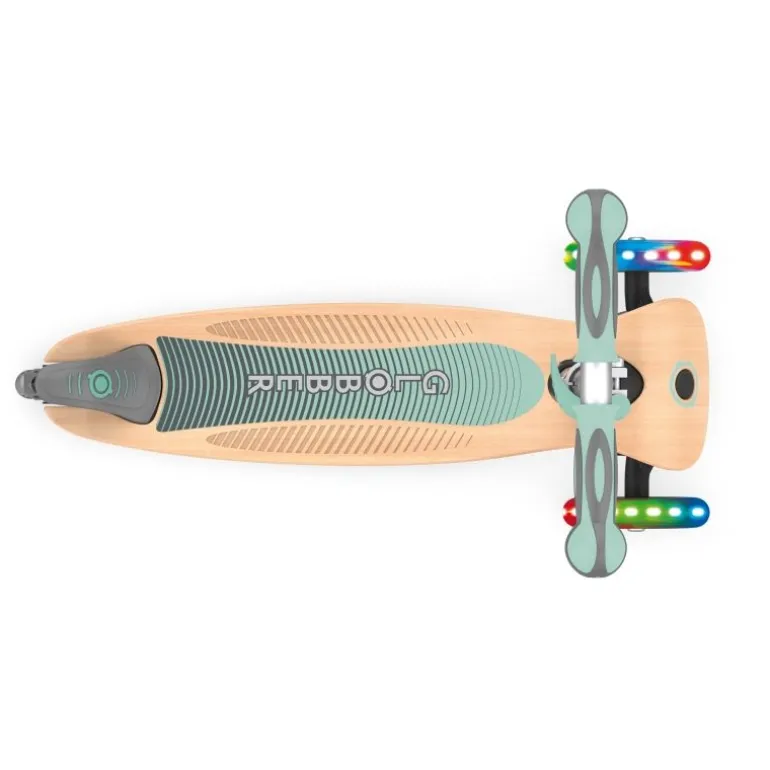 GLOBBER PRIMO FOLDABLE, Holzdeck pastell-grün mit Leuchtrolle | Teddy Toys Kinderwelt