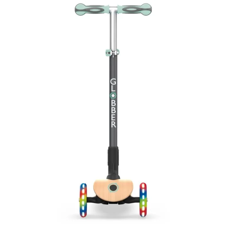 GLOBBER PRIMO FOLDABLE, Holzdeck pastell-grün mit Leuchtrolle | Teddy Toys Kinderwelt