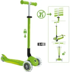 GLOBBER PRIMO FOLDABLE PLUS LIGHTS grün-lime grün, mit Leuchtroll | Teddy Toys Kinderwelt