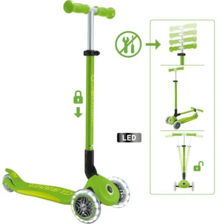 GLOBBER PRIMO FOLDABLE PLUS LIGHTS grün-lime grün, mit Leuchtroll | Teddy Toys Kinderwelt