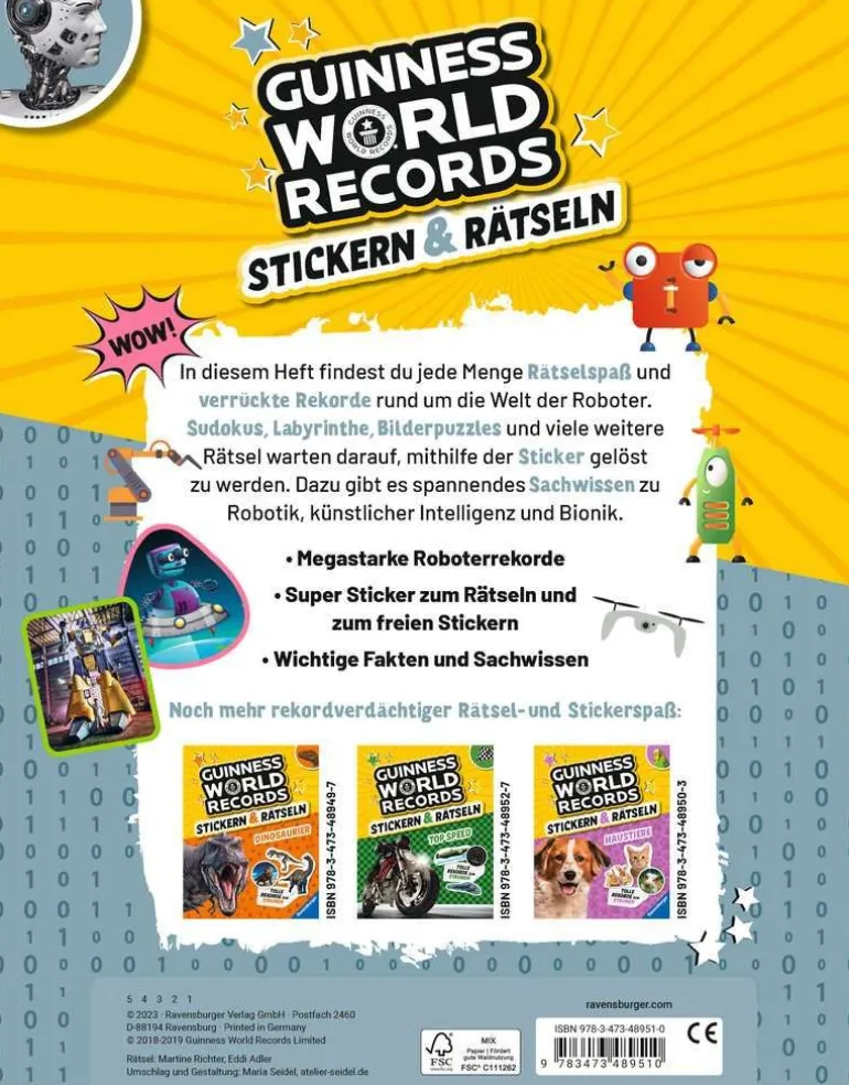 Guinness World Records - Stickern und Rätseln - Roboter, 48951 | Teddy Toys Kinderwelt
