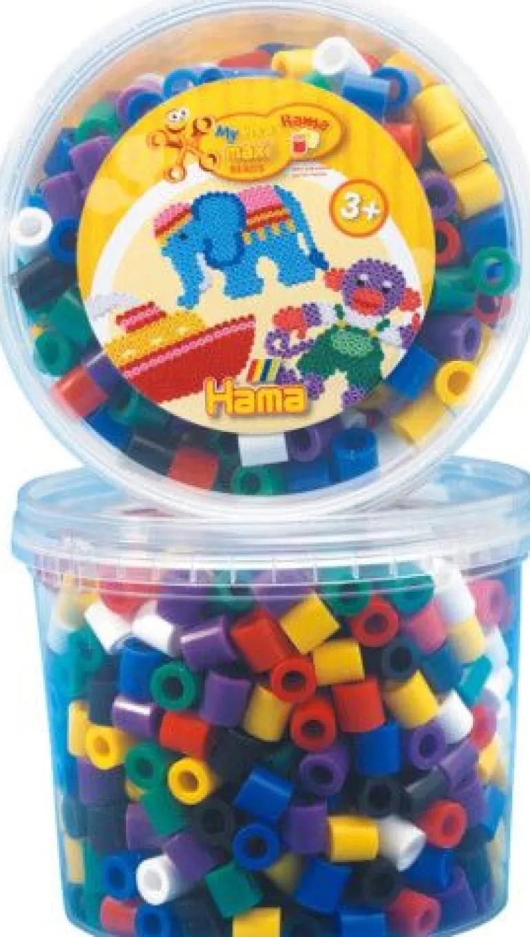 HAMA 8570 Bügelperlen Maxi - Dose Vollton Mix, 600 Perlen, 7 Farb | Teddy Toys Kinderwelt