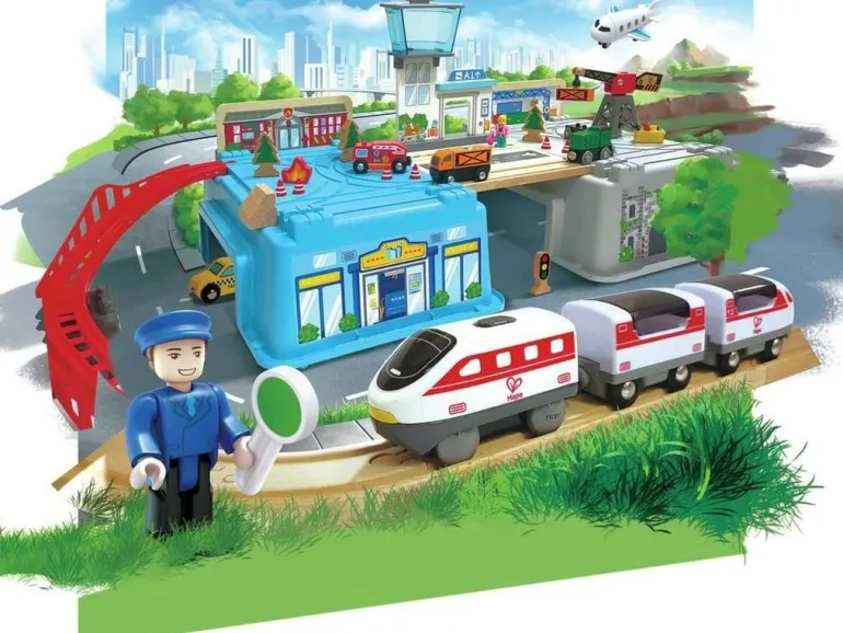 Hape Großstadtlandschaft Eisenbahn in Aufbewahrungsbox | Teddy Toys Kinderwelt