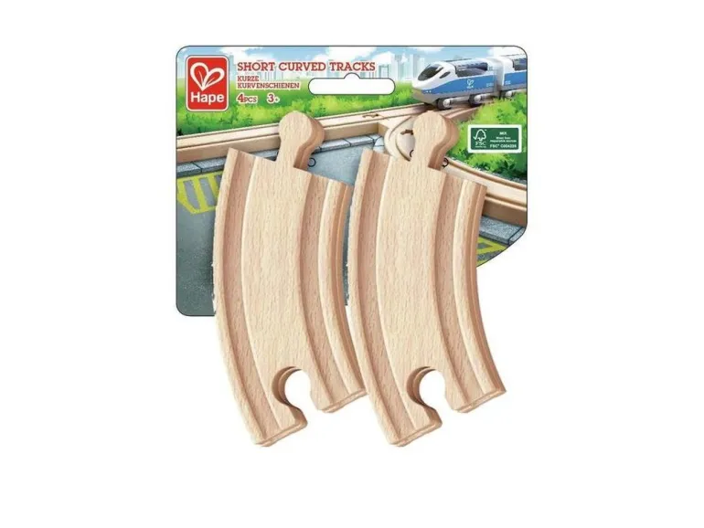 Hape Kurze Eisenbahnkurvenschienen, 4 Stück | Teddy Toys Kinderwelt