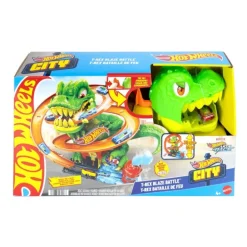 Hot Wheels City T-Rex-Feuerschlacht Spielset und Die-Cast-Spielze | Teddy Toys Kinderwelt