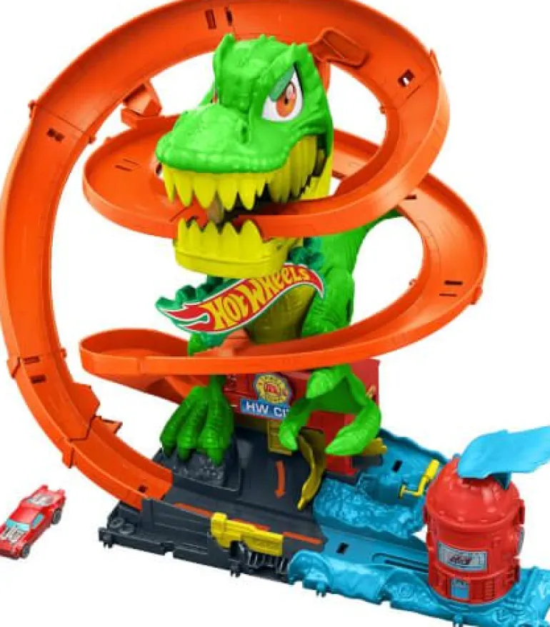 Hot Wheels City T-Rex-Feuerschlacht Spielset und Die-Cast-Spielze | Teddy Toys Kinderwelt