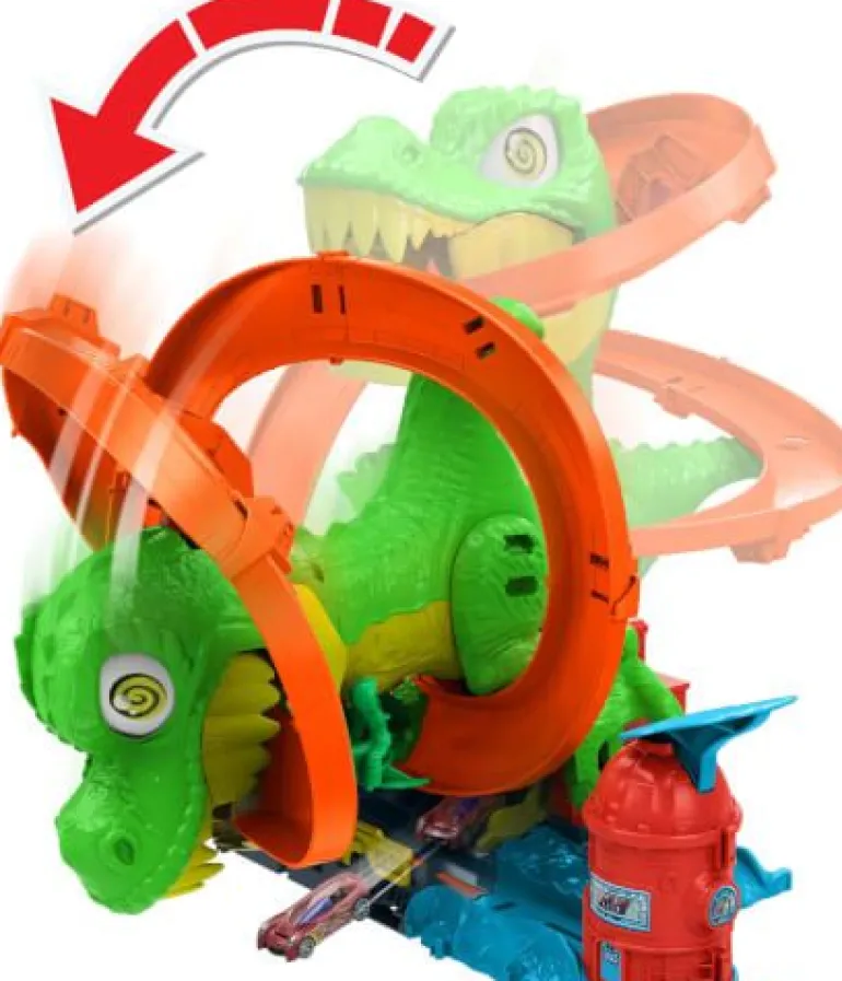 Hot Wheels City T-Rex-Feuerschlacht Spielset und Die-Cast-Spielze | Teddy Toys Kinderwelt