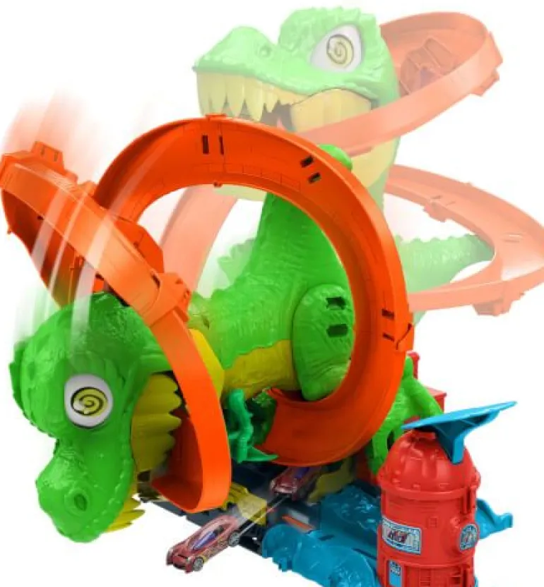 Hot Wheels City T-Rex-Feuerschlacht Spielset und Die-Cast-Spielze | Teddy Toys Kinderwelt