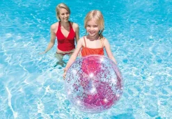 INTEX - Strandball Glitter, aufblasbar, sortiert | Aufblasbare Badeartikel | Wasserspaß | Spielzeug | Teddy Toys Kinderwelt