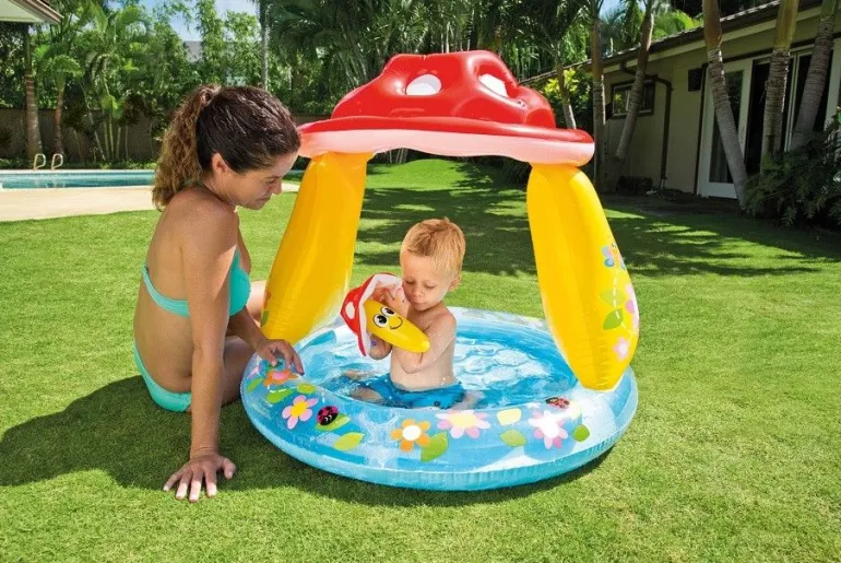 Intex BabyPool ''Mushroom'' mit Sonnenschutz, Wasserbedarf ca 45l | Teddy Toys Kinderwelt