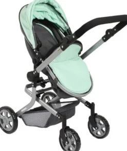 Kombi-Puppenwagen MIKA melange anthrazit-mint | Teddy Toys Kinderwelt