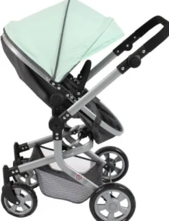 Kombi-Puppenwagen MIKA melange anthrazit-mint | Teddy Toys Kinderwelt