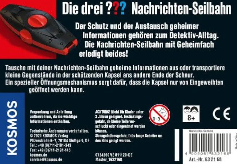 Kosmos Die drei ??? Nachrichten-Seilbahn (große Dose) | Teddy Toys Kinderwelt