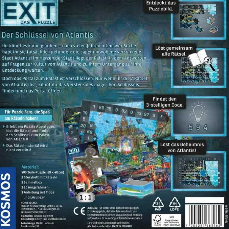 Kosmos EXIT® - Das Puzzle: Der Schlüssel von Atlantis | Teddy Toys Kinderwelt