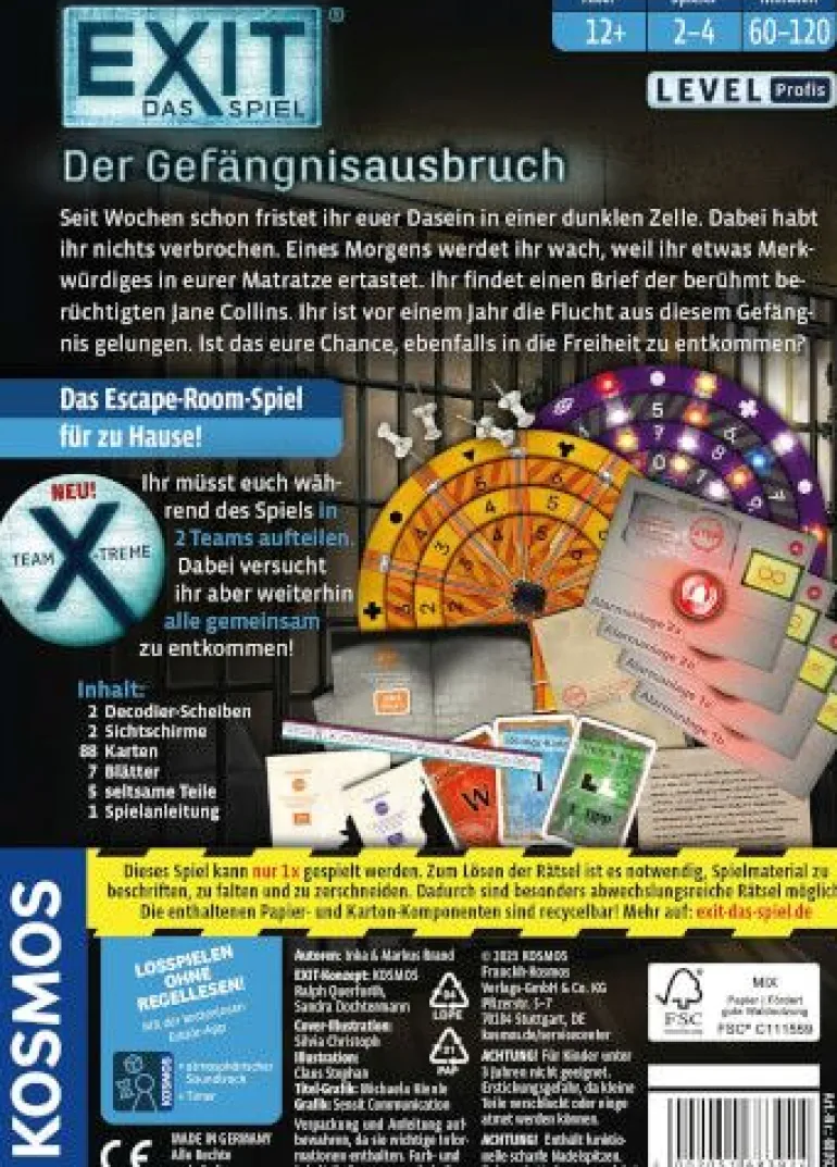 Kosmos EXIT® - Das Spiel: Der Gefängnisausbruch | Teddy Toys Kinderwelt