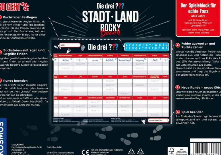 Kosmos Spielblock Stadt - Land - Die drei ??? Rocky Beach | Teddy Toys Kinderwelt