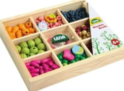 LENA Bastelset Holz-Fädelperlen inkl. Kassette, # ca. 2 cm, ab 3 | Teddy Toys Kinderwelt
