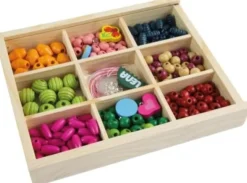 LENA Bastelset Holz-Fädelperlen inkl. Kassette, # ca. 2 cm, ab 3 | Teddy Toys Kinderwelt