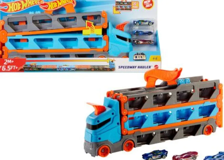 Mattel GVG37 Hot Wheels 2-in-1 Rennbahn Transporter | Teddy Toys Kinderwelt