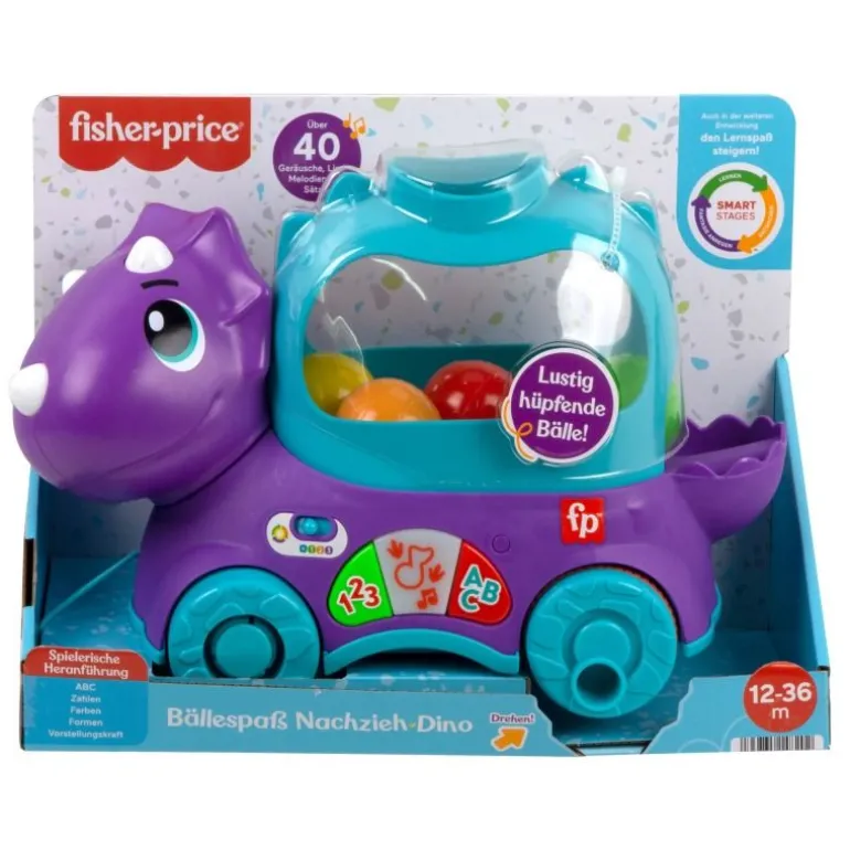 Mattel HNR54 Fisher-Price Bällespaß Nachzieh-Dino (D) | Teddy Toys Kinderwelt