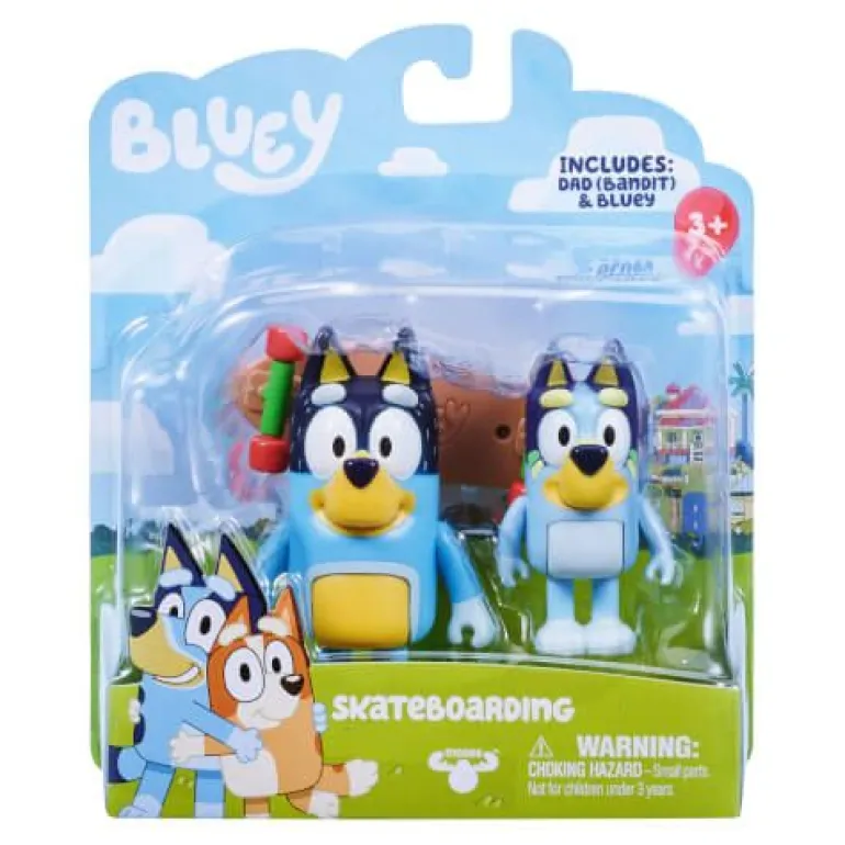 mooseToys BLUEY Figuren Doppelpack - SKATEBOARD (BLUEY & BANDIT) | Teddy Toys Kinderwelt