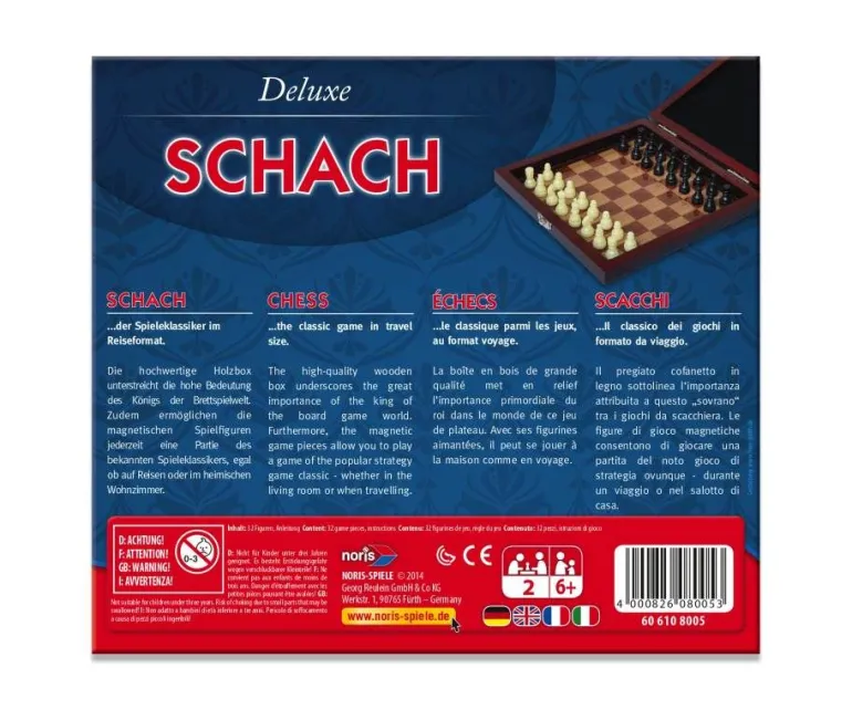 Noris Spiele - Deluxe Reisespiel Schach | Mitbring- & Reisespiele | Spiele | Spielzeug | Teddy Toys Kinderwelt