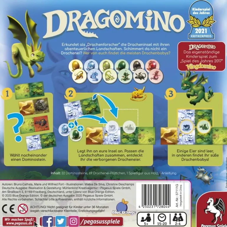 Pegasus Spiele - Dragomino-Kinderspiel des Jahres 2021 | Teddy Toys Kinderwelt