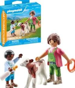 PLAYMOBIL 71803 Bäuerin mit Kind und Kalb | Teddy Toys Kinderwelt