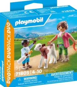 PLAYMOBIL 71803 Bäuerin mit Kind und Kalb | Teddy Toys Kinderwelt