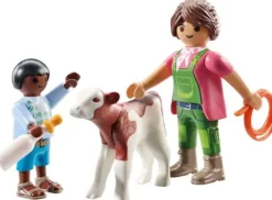 PLAYMOBIL 71803 Bäuerin mit Kind und Kalb | Teddy Toys Kinderwelt