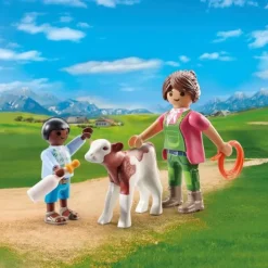 PLAYMOBIL 71803 Bäuerin mit Kind und Kalb | Teddy Toys Kinderwelt