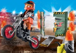 PLAYMOBIL 71256 Starter Pack Stuntshow Motorrad mit Feuerwand | Teddy Toys Kinderwelt