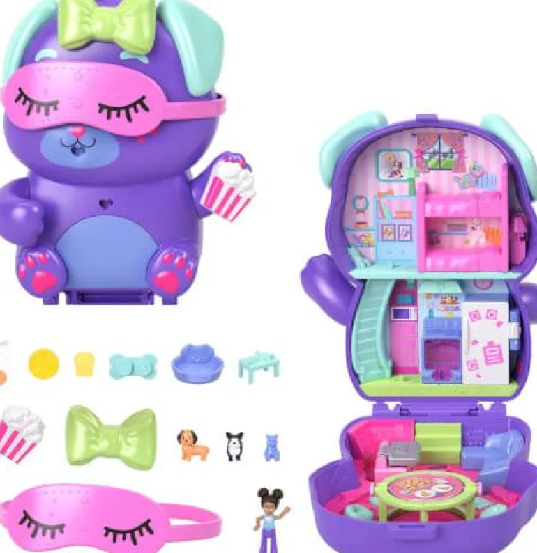 Polly Pocket Übernachtungsparty-Welpen-Spielset mit 1 kleinen Pup | Teddy Toys Kinderwelt