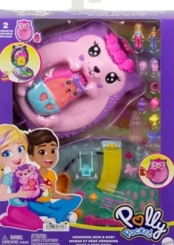 Polly Pocket Mama & Baby Igel Handtaschen-Spielset mit 2 Puppen & | Teddy Toys Kinderwelt