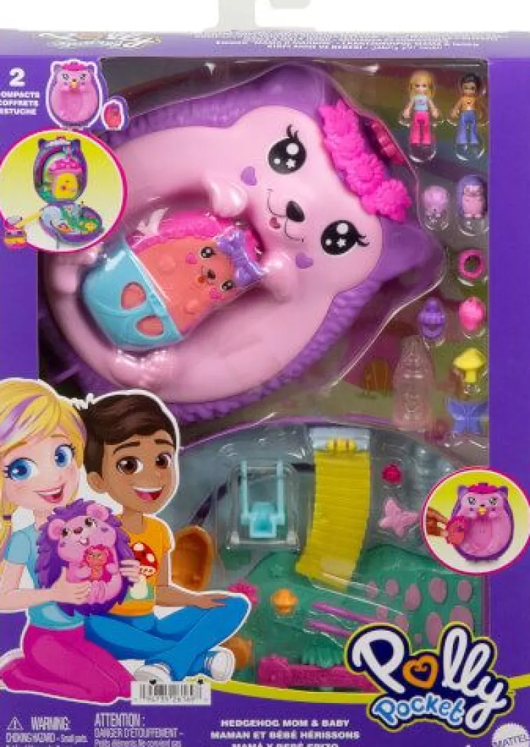 Polly Pocket Mama & Baby Igel Handtaschen-Spielset mit 2 Puppen & | Teddy Toys Kinderwelt