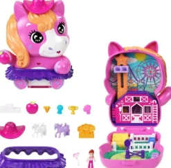 Polly Pocket Pony-Rodeo, Spielset mit 1 kleinen Puppe und Pferdch | Teddy Toys Kinderwelt