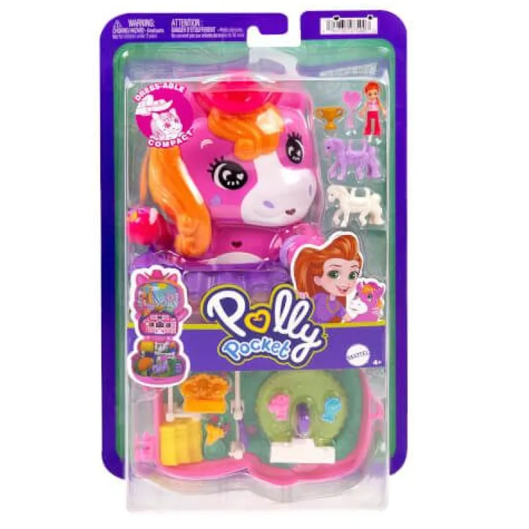 Polly Pocket Pony-Rodeo, Spielset mit 1 kleinen Puppe und Pferdch | Teddy Toys Kinderwelt