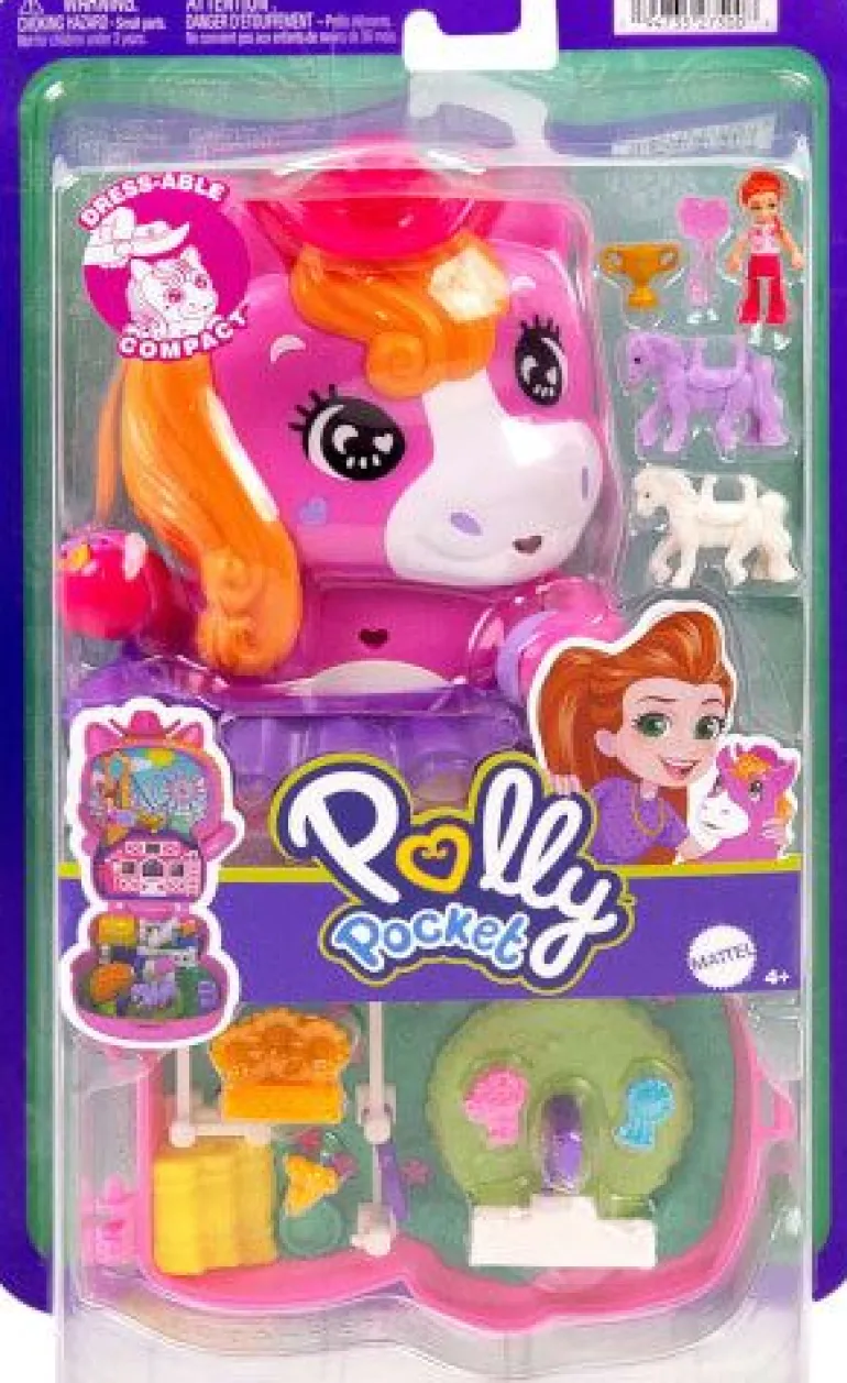 Polly Pocket Pony-Rodeo, Spielset mit 1 kleinen Puppe und Pferdch | Teddy Toys Kinderwelt