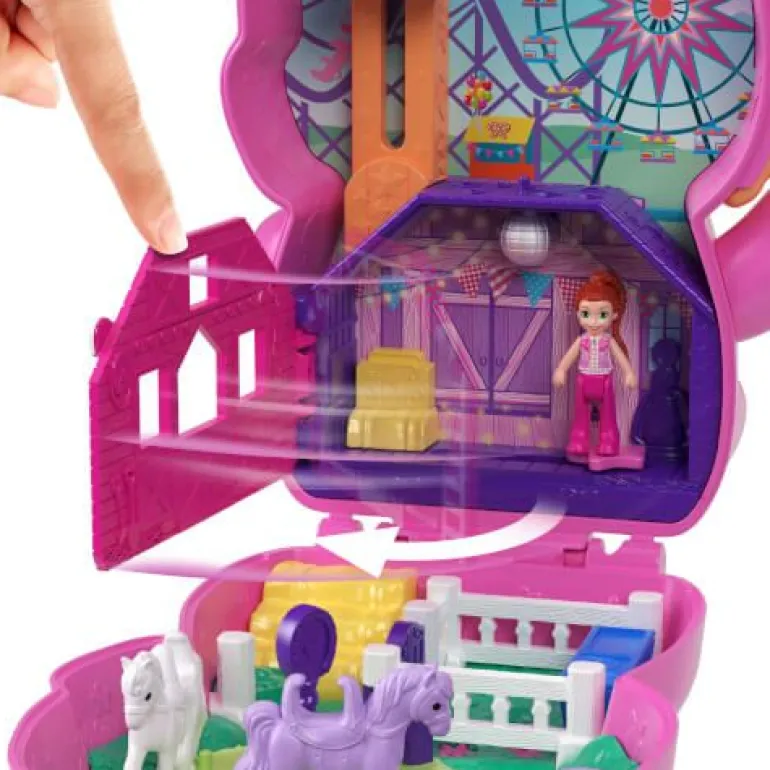 Polly Pocket Pony-Rodeo, Spielset mit 1 kleinen Puppe und Pferdch | Teddy Toys Kinderwelt