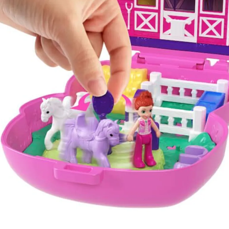 Polly Pocket Pony-Rodeo, Spielset mit 1 kleinen Puppe und Pferdch | Teddy Toys Kinderwelt
