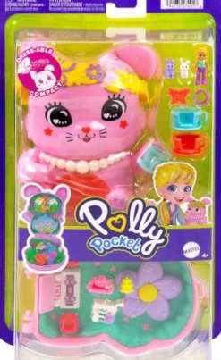 Polly Pocket Teeparty-Häschen-Schatulle, Spielset mit 1 kleinen P | Teddy Toys Kinderwelt