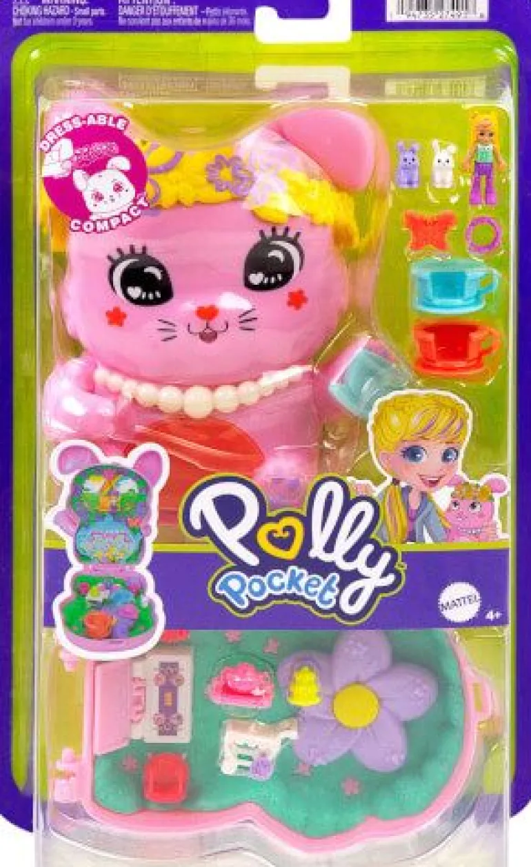 Polly Pocket Teeparty-Häschen-Schatulle, Spielset mit 1 kleinen P | Teddy Toys Kinderwelt