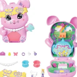 Polly Pocket Teeparty-Häschen-Schatulle, Spielset mit 1 kleinen P | Teddy Toys Kinderwelt