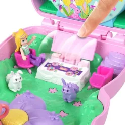 Polly Pocket Teeparty-Häschen-Schatulle, Spielset mit 1 kleinen P | Teddy Toys Kinderwelt
