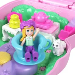 Polly Pocket Teeparty-Häschen-Schatulle, Spielset mit 1 kleinen P | Teddy Toys Kinderwelt