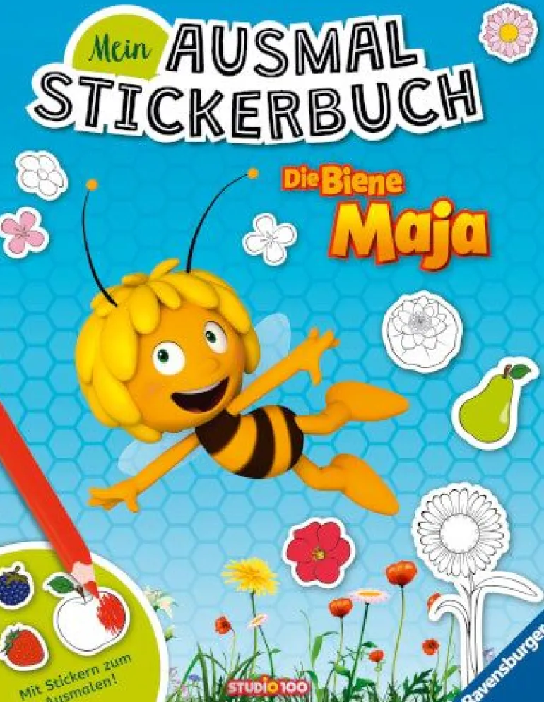 Ravensburger 49763 Mein Ausmalstickerbuch: Die Biene Maja Lizenzm | Teddy Toys Kinderwelt
