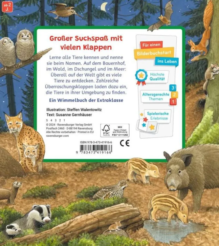 Ravensburger 41916 Mein Sachen suchen Wimmelbuch: Tiere und ihre | Teddy Toys Kinderwelt