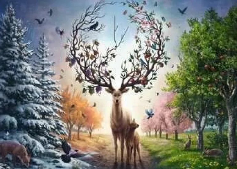 Ravensburger 12001088 Puzzle Der magische Hirsch und die vier Jah | Teddy Toys Kinderwelt