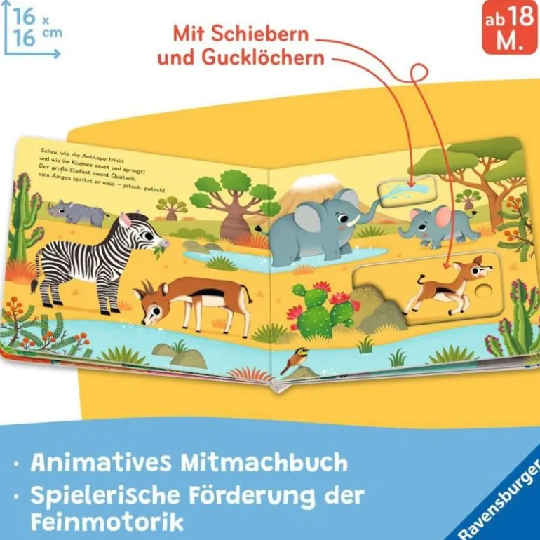 Ravensburger® Bücher - Mein Schiebe-Mitmachbuch Wilde Tiere | Teddy Toys Kinderwelt